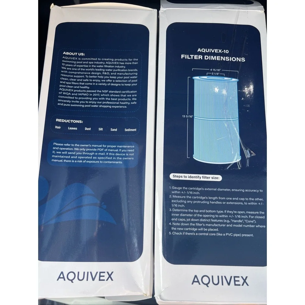 Aquivex-10 Pool & Spa Filter Cartridge New Sealed Trilobal Filtration Fabric X2